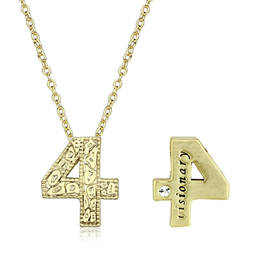 Alamode Flash Gold Brass Chain Pendant with Top Grade Crystal in Clear - Flyclothing LLC