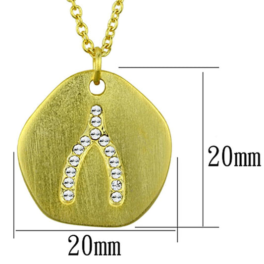 Alamode Gold & Brush Brass Chain Pendant with Top Grade Crystal in Clear - Alamode