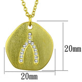 Alamode Gold & Brush Brass Chain Pendant with Top Grade Crystal in Clear - Alamode