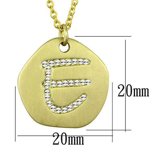 Alamode Gold Brass Chain Pendant with Top Grade Crystal in Clear - Flyclothing LLC