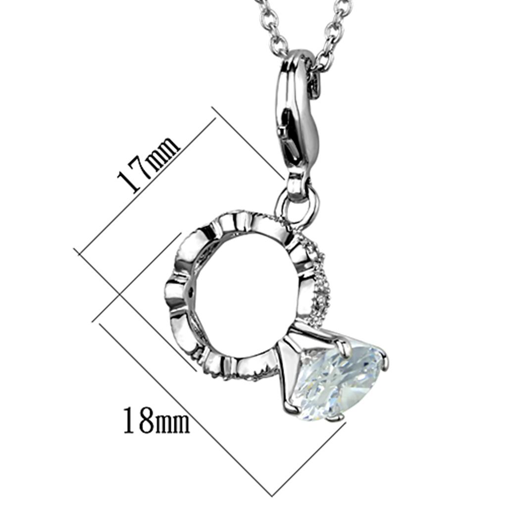 Alamode Rhodium Brass Pendant with AAA Grade CZ in Clear - Flyclothing LLC