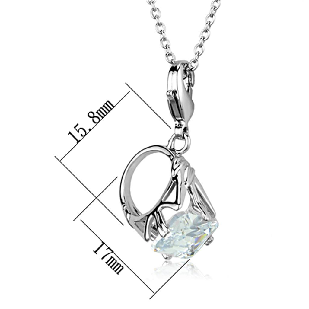 Alamode Rhodium Brass Pendant with AAA Grade CZ in Clear - Flyclothing LLC