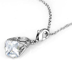 Alamode Rhodium Brass Pendant with AAA Grade CZ in Clear - Flyclothing LLC