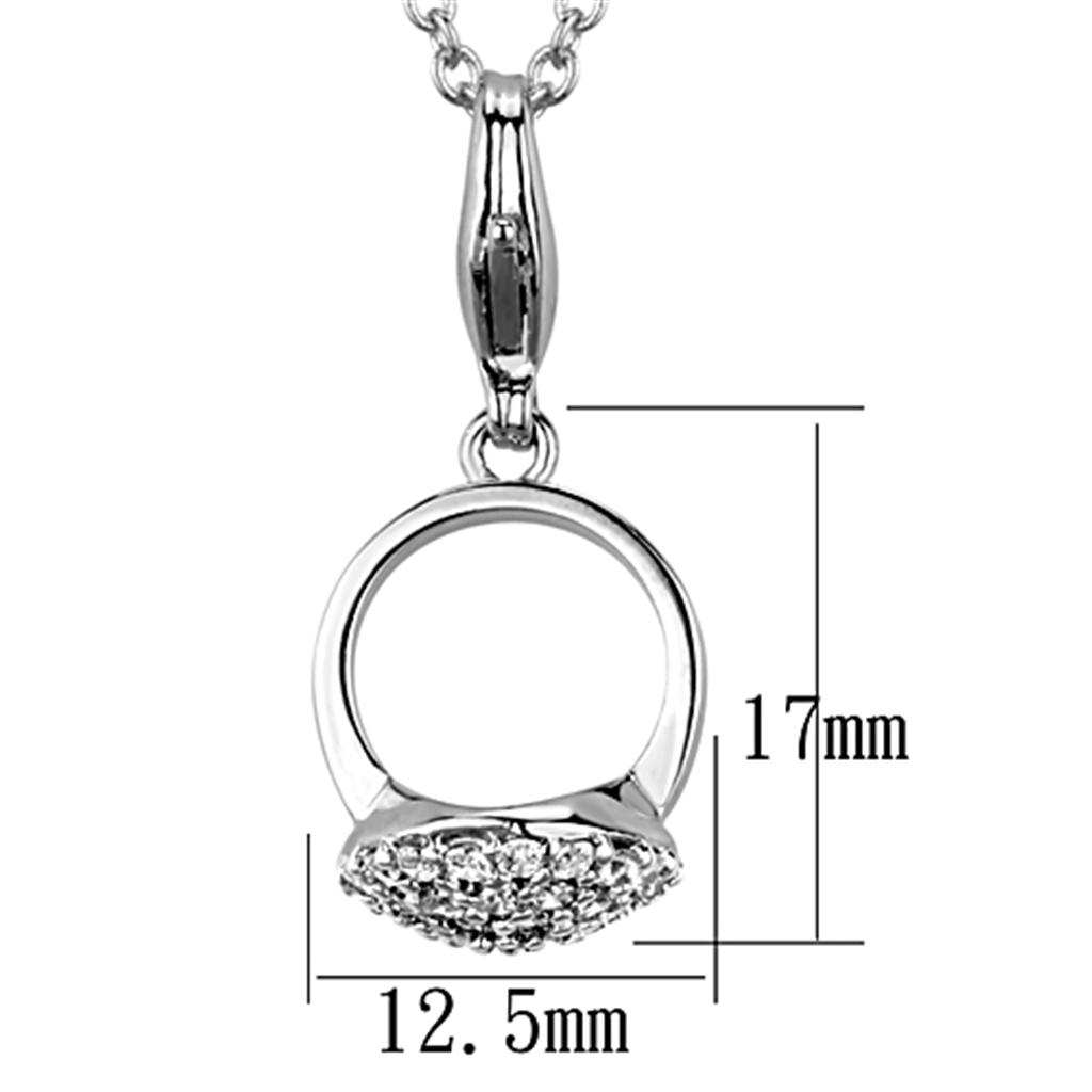 Alamode Rhodium Brass Pendant with AAA Grade CZ in Clear - Flyclothing LLC