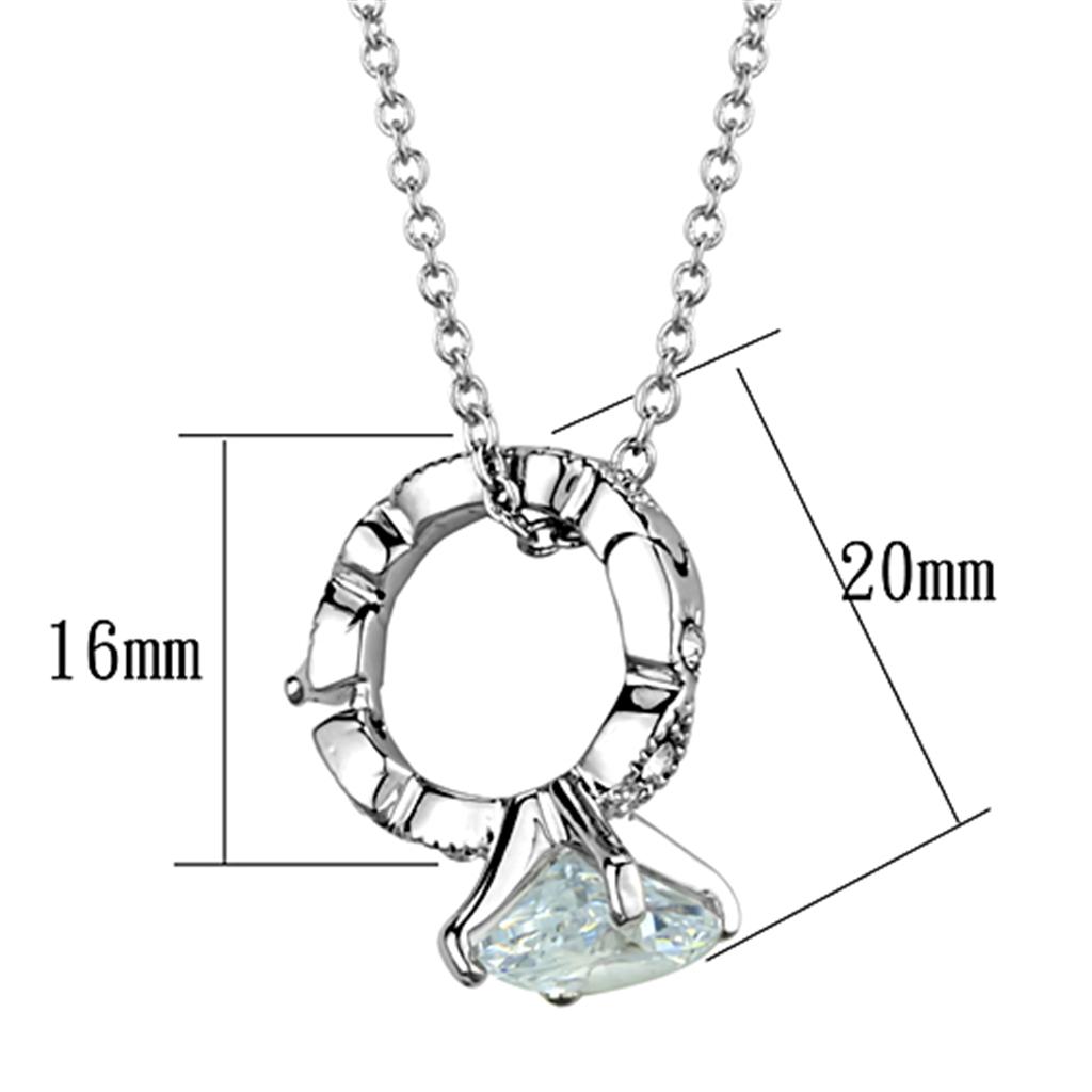 Alamode Rhodium Brass Pendant with AAA Grade CZ in Clear - Flyclothing LLC