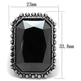 Alamode Rhodium Brass Ring with Top Grade Crystal in Hematite - Alamode