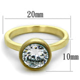 Alamode Gold & Brush Brass Ring with AAA Grade CZ in Clear - Flyclothing LLC