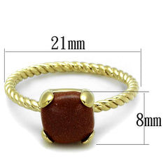 Alamode Gold Brass Ring with Synthetic Cat Eye in Brown - Flyclothing LLC