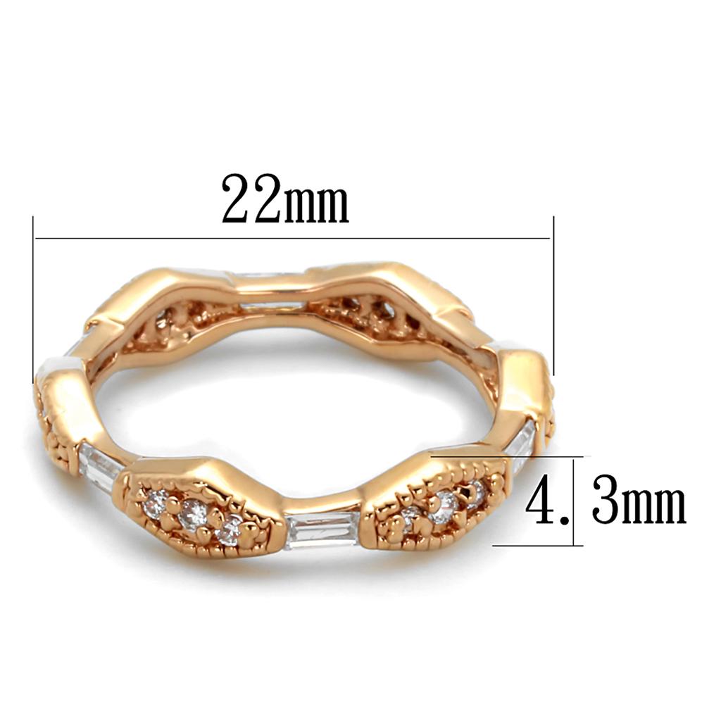 Alamode Rose Gold Brass Ring with AAA Grade CZ in Clear