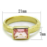 Alamode Gold Brass Ring with Synthetic Synthetic Glass in Rose - Flyclothing LLC