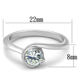 Alamode Rhodium Brass Ring with AAA Grade CZ in Clear - Flyclothing LLC