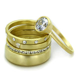 Alamode Gold & Brush Brass Ring with AAA Grade CZ in Clear - Flyclothing LLC