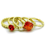 Alamode Gold Brass Ring with AAA Grade CZ in Orange - Flyclothing LLC