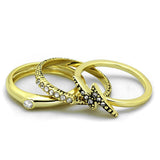 Alamode Gold Brass Ring with Top Grade Crystal in Clear - Flyclothing LLC