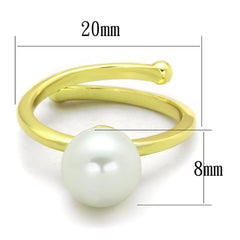 Alamode Gold Brass Ring with Synthetic Pearl in White - Flyclothing LLC