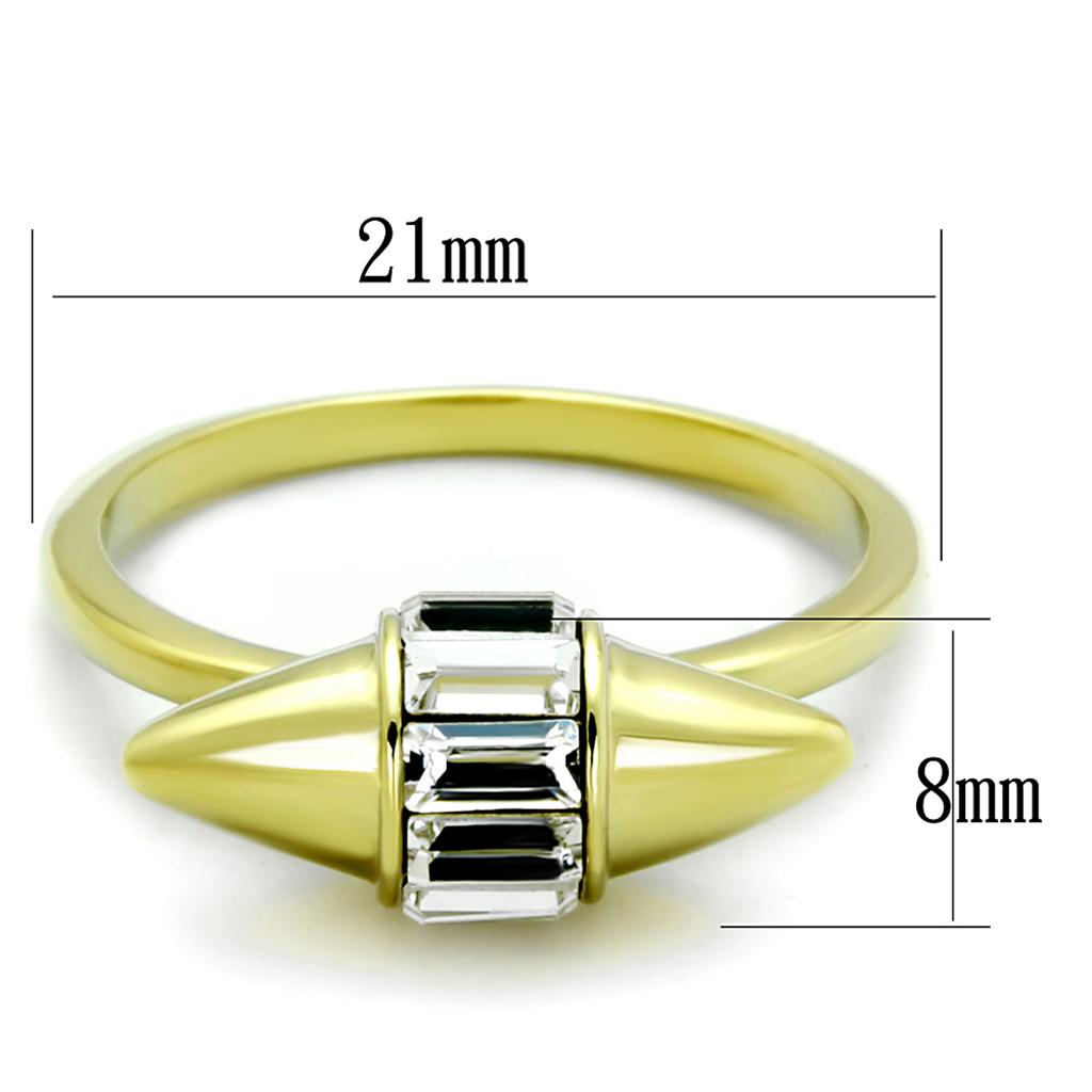 Alamode Gold Brass Ring with Top Grade Crystal in Clear - Flyclothing LLC