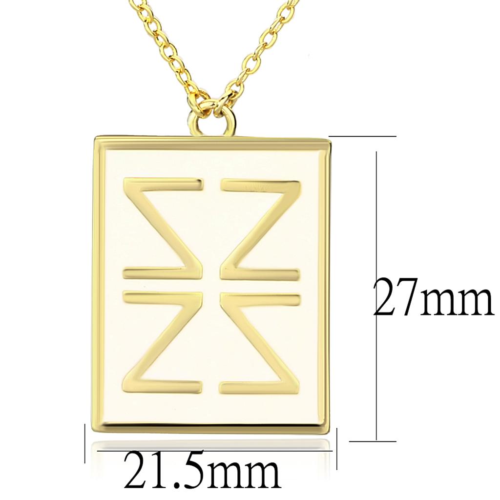 Alamode Gold Brass Chain Pendant with Epoxy in White - Flyclothing LLC