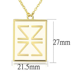 Alamode Gold Brass Chain Pendant with Epoxy in White - Flyclothing LLC