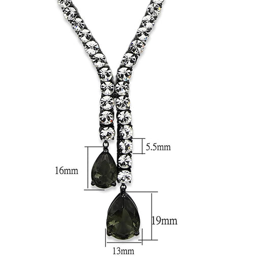 Alamode Ruthenium Brass Necklace with Synthetic Synthetic Glass in Black Diamond - Alamode