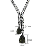 Alamode Ruthenium Brass Necklace with Synthetic Synthetic Glass in Black Diamond - Flyclothing LLC