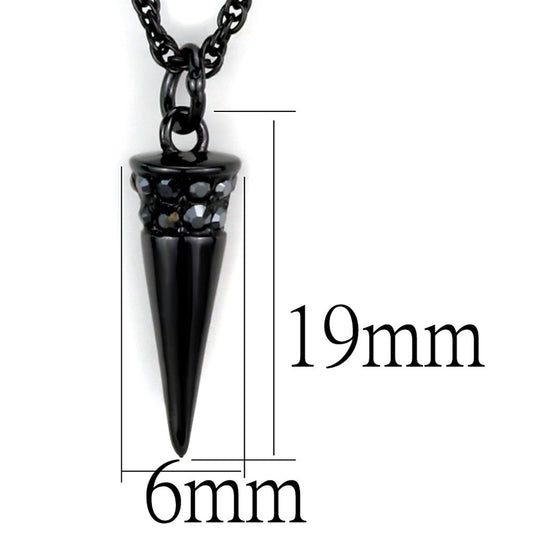 Alamode TIN Cobalt Black Brass Chain Pendant with Top Grade Crystal in Hematite - Flyclothing LLC