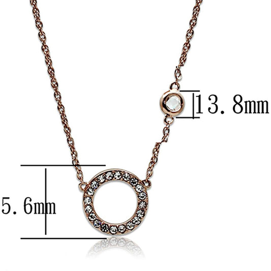 Alamode Rose Gold Brass Necklace with AAA Grade CZ in Clear - Flyclothing LLC