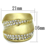 Alamode Gold & Brush Brass Ring with Top Grade Crystal in Clear - Flyclothing LLC