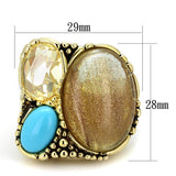 Alamode Gold Brass Ring with Synthetic Synthetic Rutile in Topaz - Flyclothing LLC