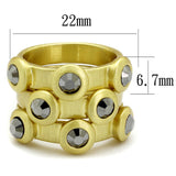 Alamode Gold & Brush Brass Ring with Top Grade Crystal in Hematite - Flyclothing LLC