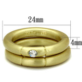 Alamode Gold & Brush Brass Ring with Top Grade Crystal in Clear - Flyclothing LLC