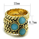 Alamode Gold Brass Ring with Synthetic Cat Eye in Sea Blue - Flyclothing LLC