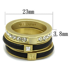 Alamode Gold & Brush Brass Ring with Top Grade Crystal in Clear - Flyclothing LLC