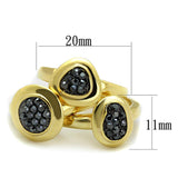 Alamode Gold Brass Ring with Top Grade Crystal in Hematite - Flyclothing LLC