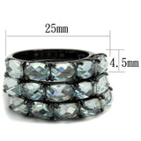 Alamode TIN Cobalt Black Brass Ring with Top Grade Crystal in Black Diamond - Alamode