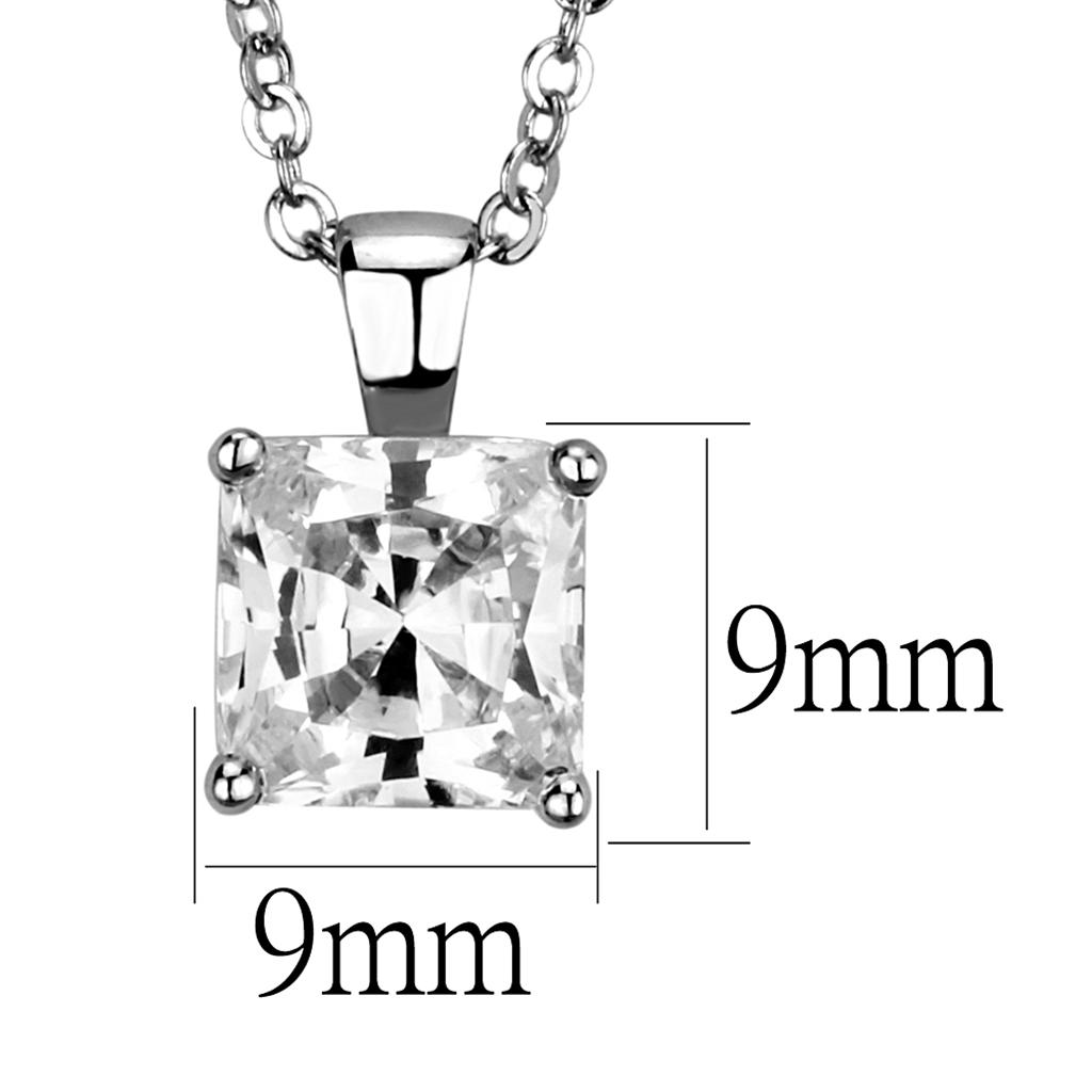 Alamode Rhodium Brass Chain Pendant with AAA Grade CZ in Clear - Alamode