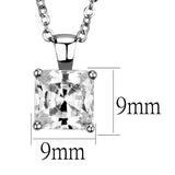 Alamode Rhodium Brass Chain Pendant with AAA Grade CZ in Clear - Alamode