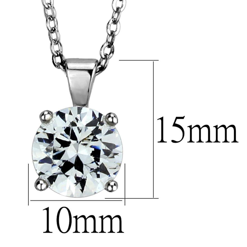 Alamode Rhodium Brass Chain Pendant with AAA Grade CZ in Clear - Flyclothing LLC