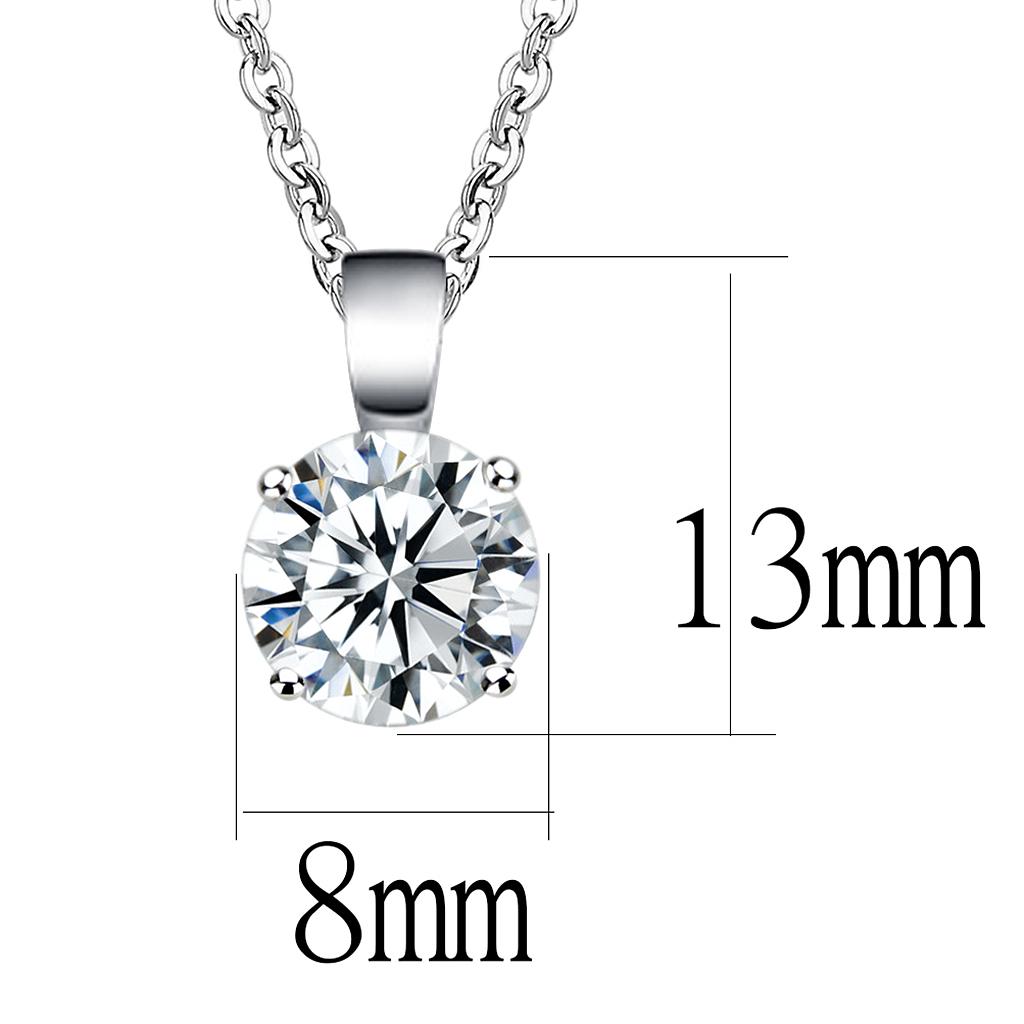 Alamode Rhodium Brass Chain Pendant with AAA Grade CZ in Clear - Flyclothing LLC