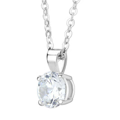 Alamode Rhodium Brass Chain Pendant with AAA Grade CZ in Clear - Flyclothing LLC