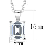 Alamode Rhodium Brass Chain Pendant with AAA Grade CZ in Clear - Alamode