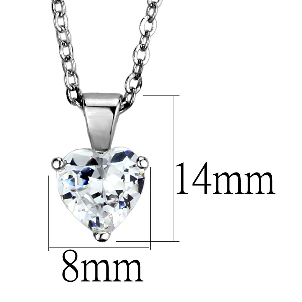 Alamode Rhodium Brass Chain Pendant with AAA Grade CZ in Clear - Flyclothing LLC