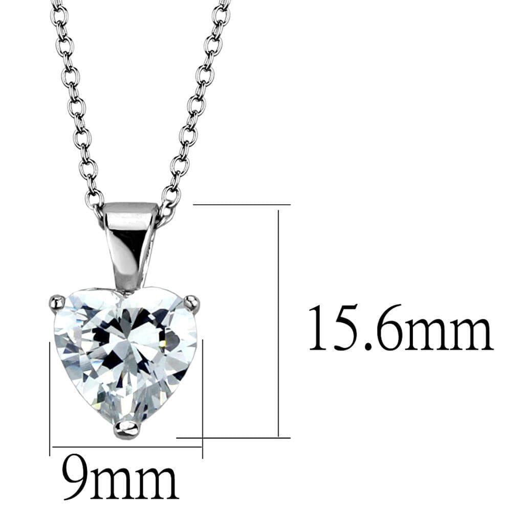 Alamode Rhodium Brass Chain Pendant with AAA Grade CZ in Clear - Flyclothing LLC