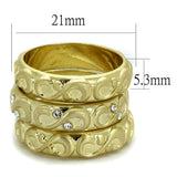 Alamode Gold & Brush Brass Ring with Top Grade Crystal in Clear - Flyclothing LLC