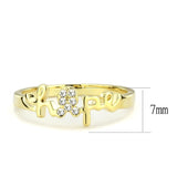 Alamode Flash Gold Brass Ring with Top Grade Crystal in Clear - Flyclothing LLC