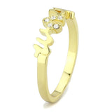 Alamode Flash Gold Brass Ring with Top Grade Crystal in Clear - Flyclothing LLC