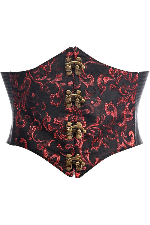 Daisy Corsets Lavish Black/Red Swirl Brocade Corset Belt Cincher w/Clasps