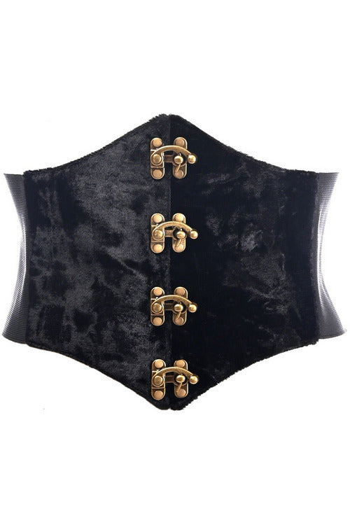 Daisy Corsets Lavish Black Velvet Corset Belt Cincher w/Clasps