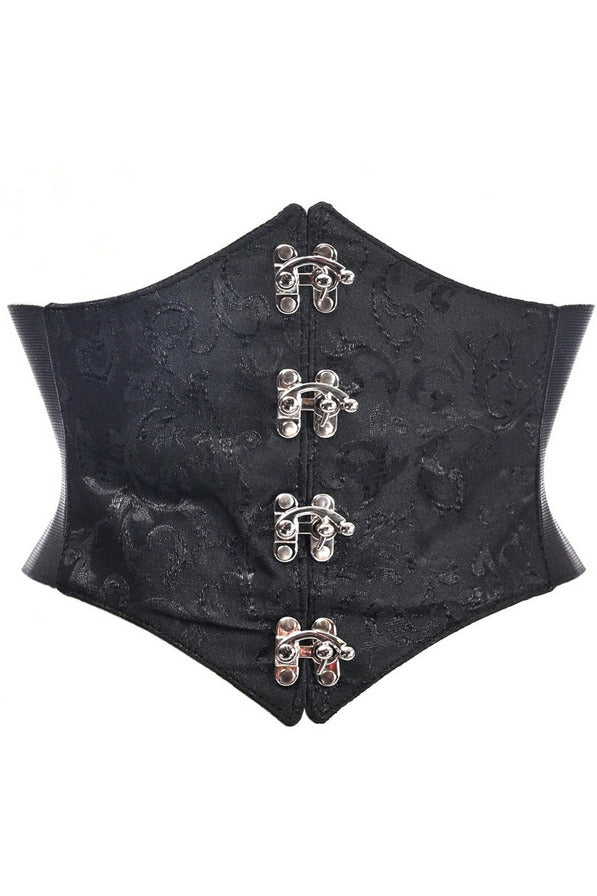 Daisy Corsets Lavish Black/Black Swirl Brocade Corset Belt Cincher w/Clasps