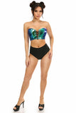 Daisy Corsets Lavish Teal/Blue Holo Lace-Up Short Bustier Top - Flyclothing LLC