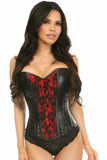 Daisy Corsets Lavish Wet Look Overbust Corset Red w/Lace Overlay